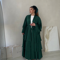 Satin Layered abaya in Emerald Green