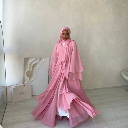 Layered Abaya in Blossom Pink