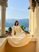 Linen Lace-Up Dress in Lemon
