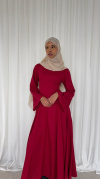 Linen Lace-Up Dress in Red