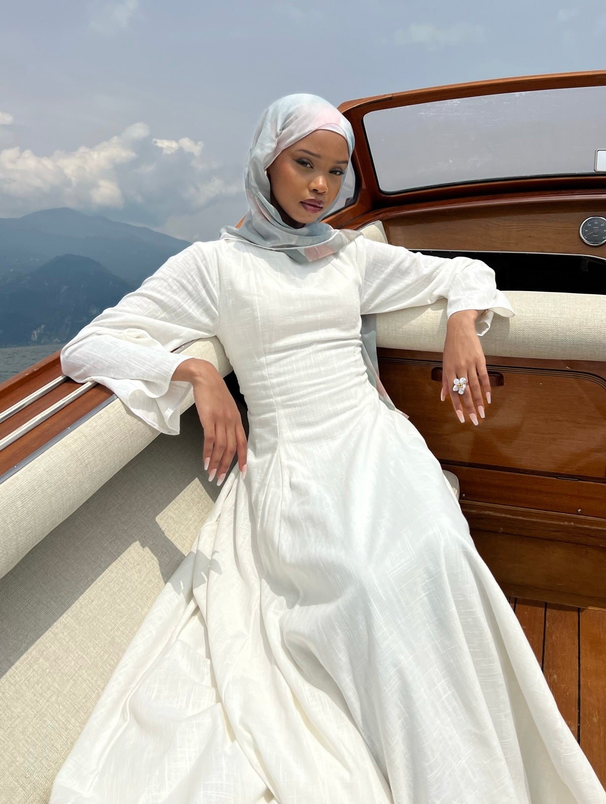Linen Lace-Up Dress in Off-White ByHasanat Linen Lace-Up Dress in Off-White ByHasanat