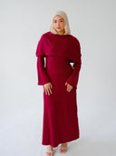 Two-Piece Cape Dress Burgundy