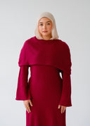 Two-Piece Cape Dress Burgundy