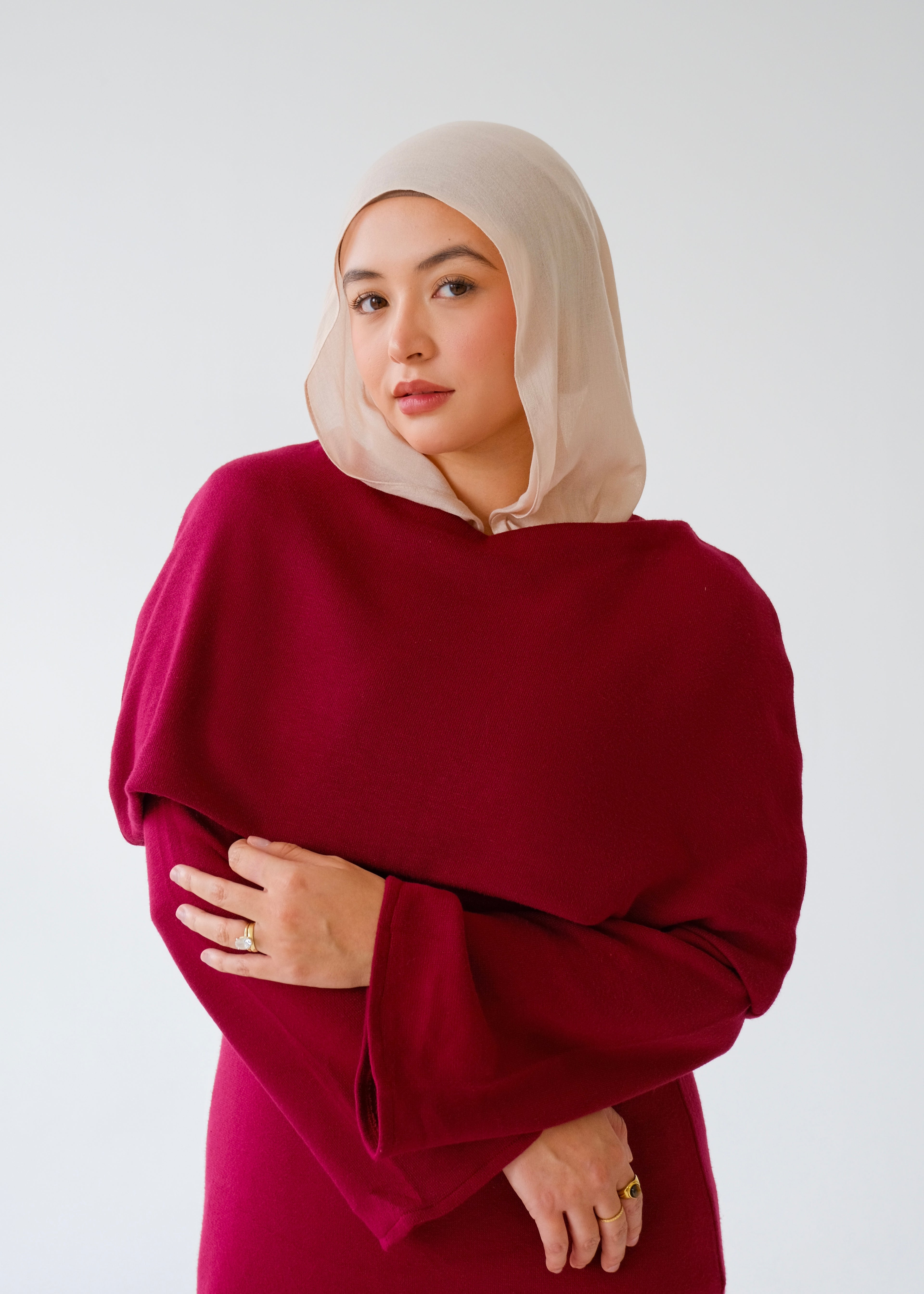 Two-Piece Cape Dress Burgundy