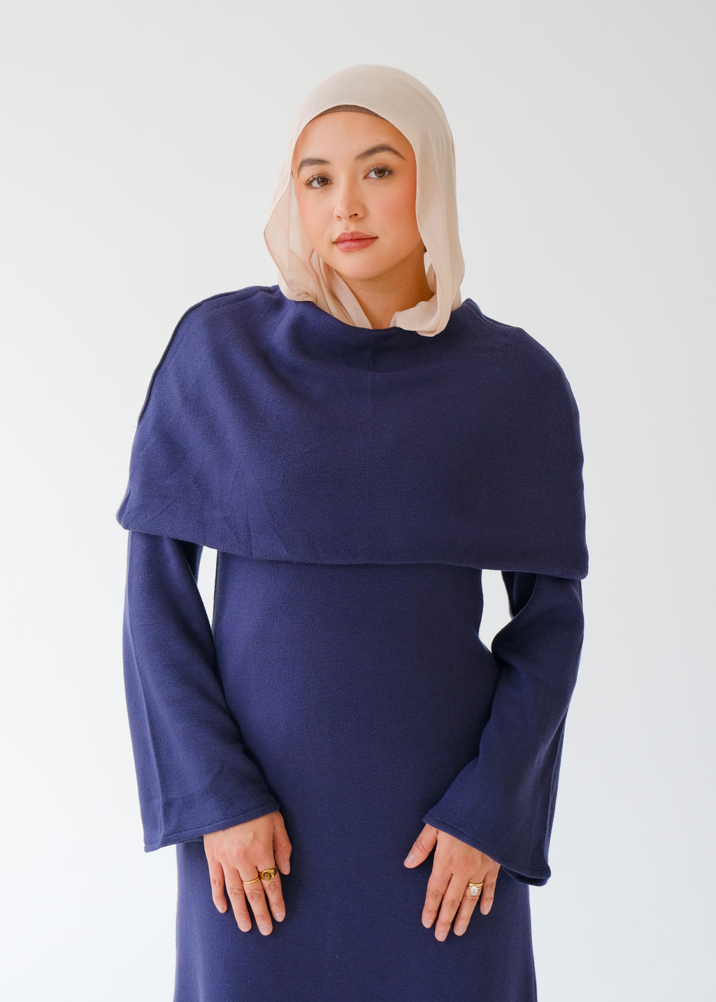 Two-Piece Cape Dress Navy