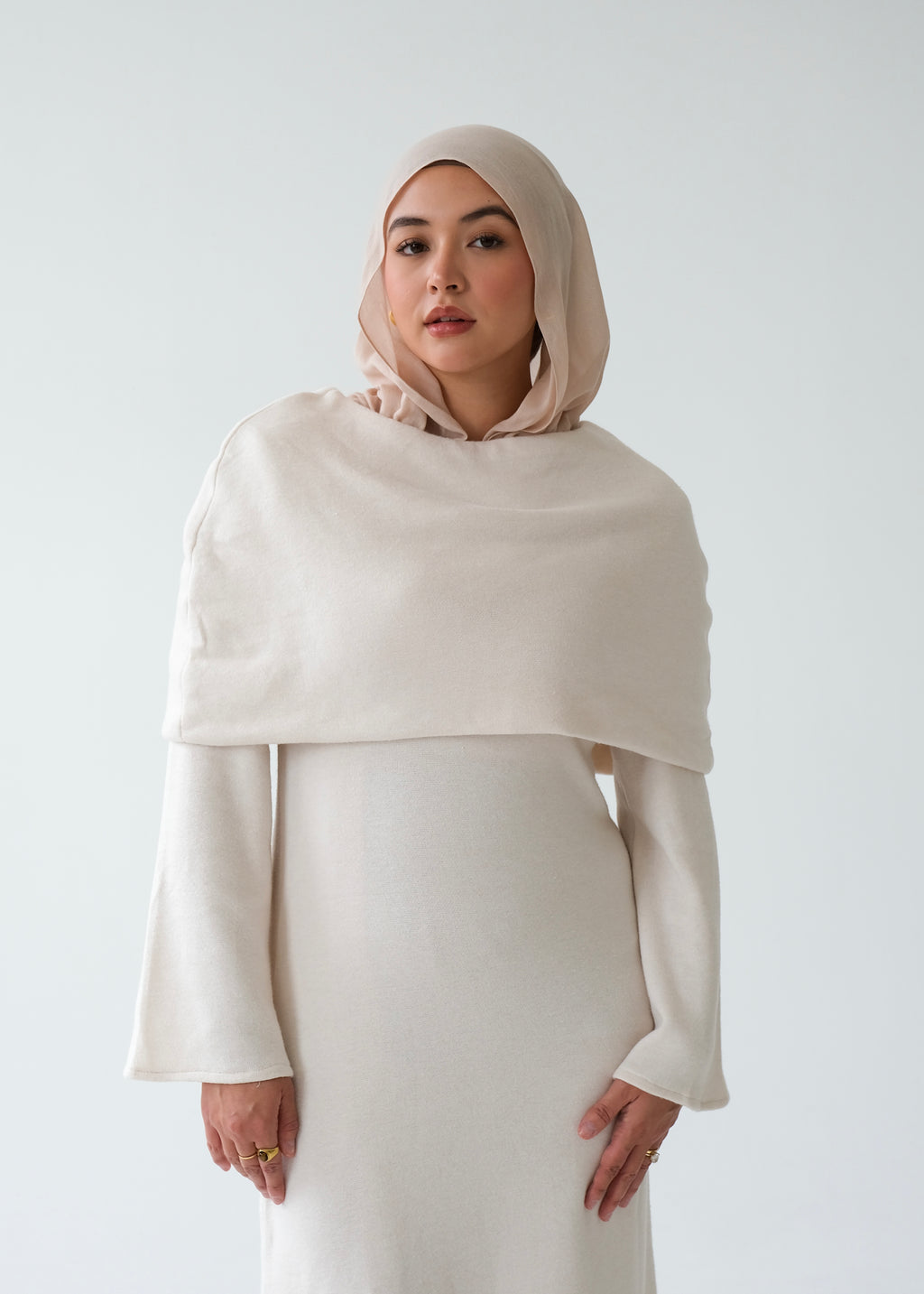 Two-Piece Cape Dress Off-White