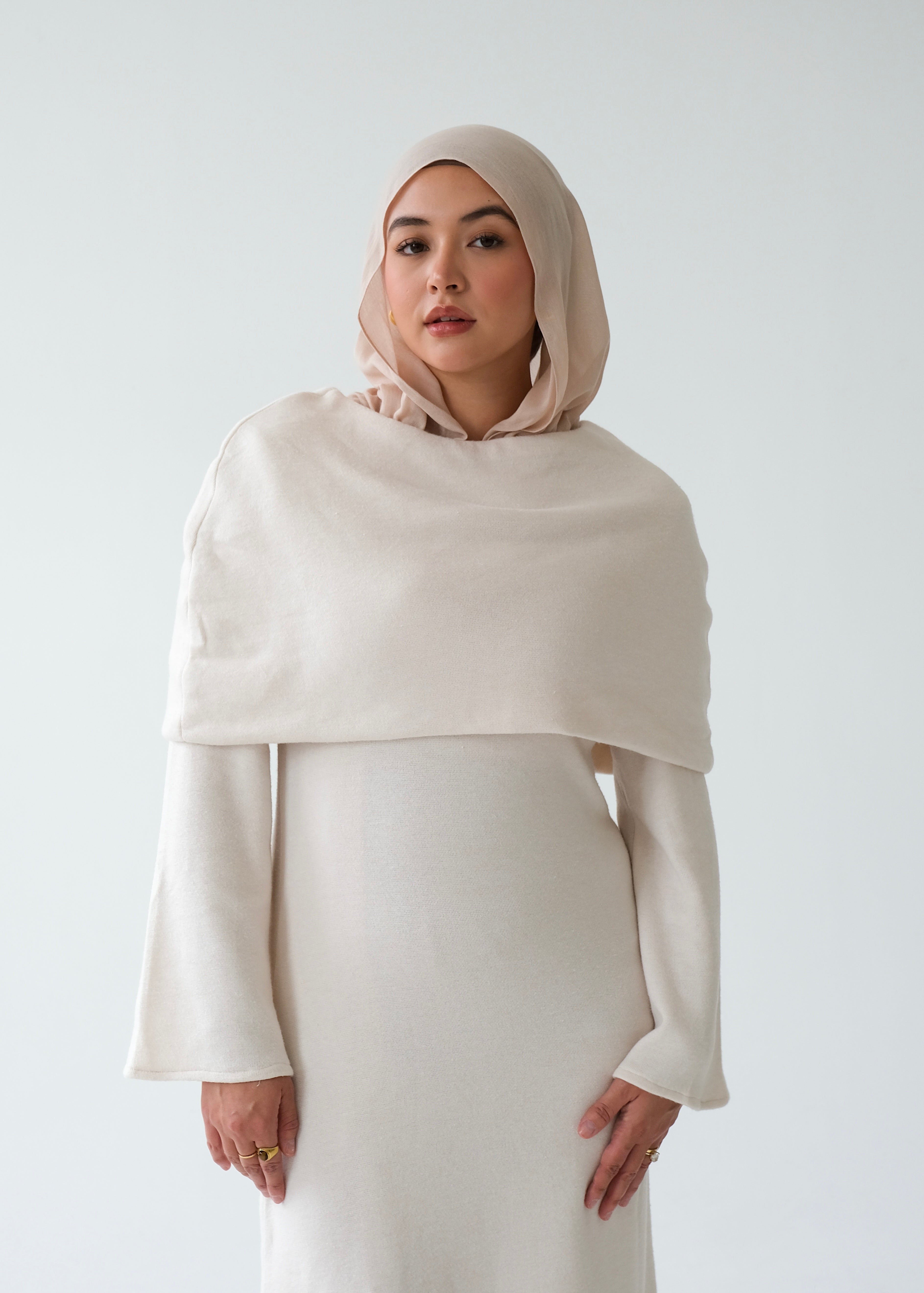 Two-Piece Cape Dress Off-White