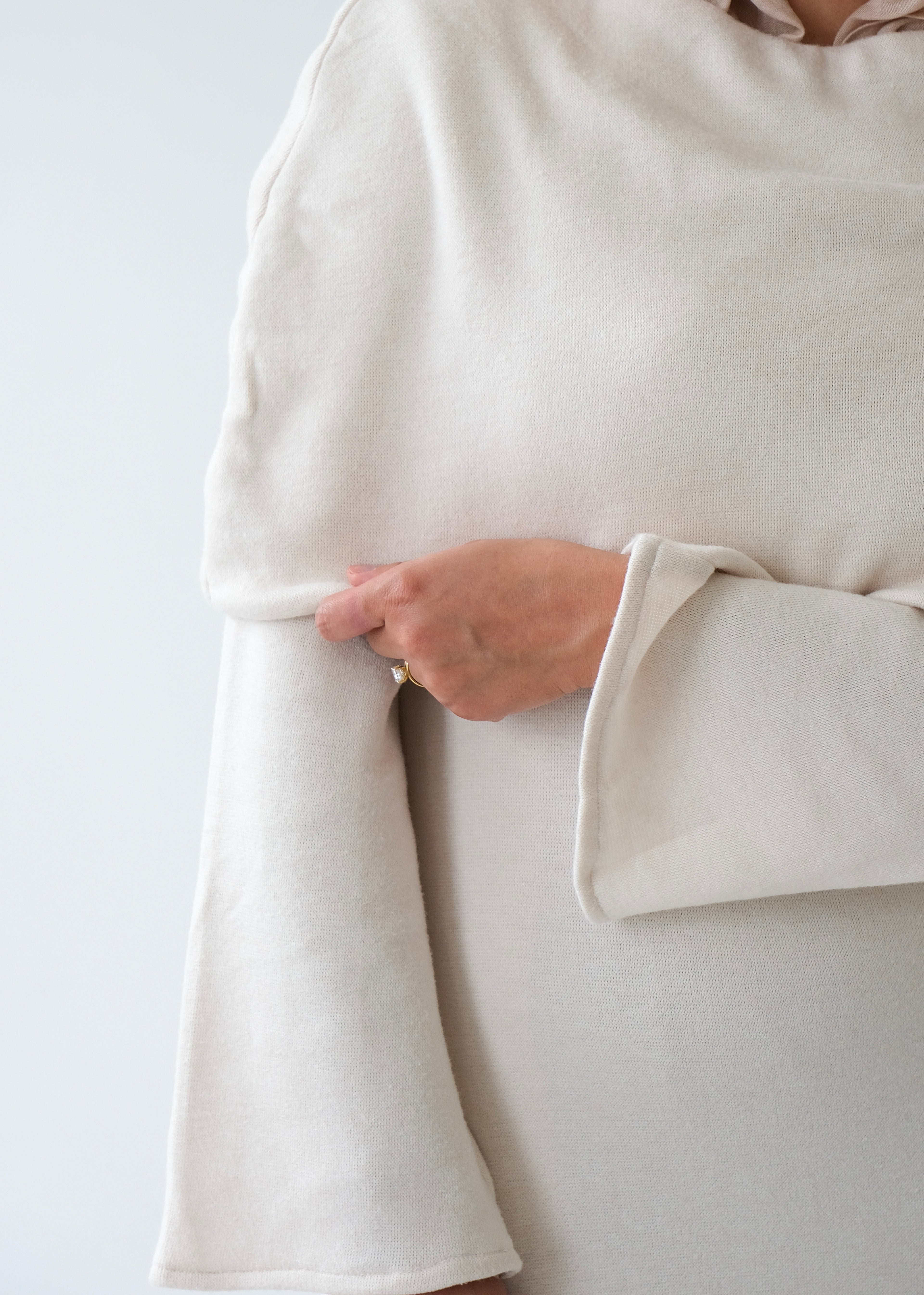 Two-Piece Cape Dress Off-White