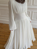 Luna - Ivory Pleated Chiffon Corset Maxi Dress