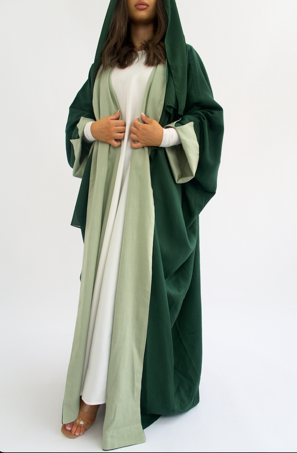 Reversible Linen Green Abaya