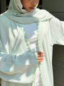 Lace Flower Abaya in Sage