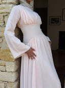 Amirah - Pink Pleated Chiffon Corset Maxi Dress