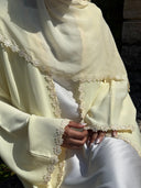 Lace Flower Abaya in Butter