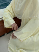 Lace Flower Abaya in Butter