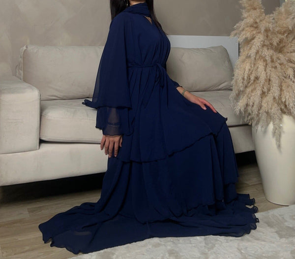 Layered abaya in Midnight Blue